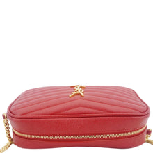 Load image into Gallery viewer, YVES SAINT LAURENT Lou Small Chevron Leather Camera Crossbody Bag Red
