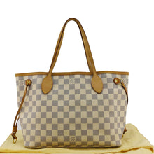 Load image into Gallery viewer, LOUIS VUITTON Neverfull PM Damier Azur White Tote Bag  back sides
