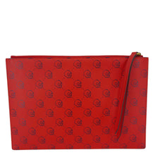 Load image into Gallery viewer, GUCCI Ghost Hamlet Skull Calfskin Leather Zip Pouch Hibiscus Red 457010
