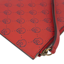 Load image into Gallery viewer, GUCCI Ghost Hamlet Skull Calfskin Leather Zip Pouch Hibiscus Red 457010
