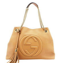 Load image into Gallery viewer, GUCCI Soho Medium Chain Leather Tote Bag Beige 536196
