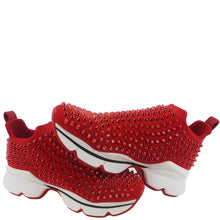 Load image into Gallery viewer, CHRISTIAN LOUBOUTIN Spike Sock Sneakers Red Size US 6
