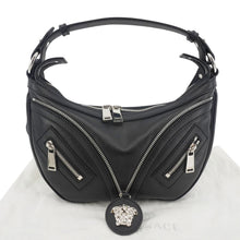 Load image into Gallery viewer, VERSACE Repeat Leather Hobo Shoulder Bag Black
