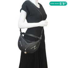 Load image into Gallery viewer, VERSACE Repeat Leather Hobo Shoulder Bag Black
