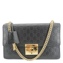 Load image into Gallery viewer, GUCCI Padlock Medium Leather Chain Shoulder Bag Black 409486
