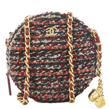 Load image into Gallery viewer, CHANEL Round Tweed Chain Clutch Crossbody Bag Red
