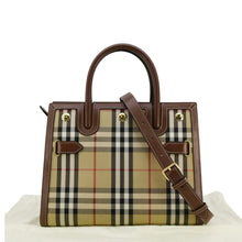 Load image into Gallery viewer, BURBERRY Title Mini Vintage Check Canvas Two Handle Shoulder Bag Brown
