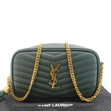 Load image into Gallery viewer, YVES SAINT LAURENT Lou Mini Chevron Leather Camera Crossbody Bag Green
