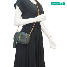 Load image into Gallery viewer, YVES SAINT LAURENT Lou Mini Chevron Leather Camera Crossbody Bag Green
