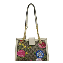 Load image into Gallery viewer, GUCCI Padlock Flora Small GG Supreme Canvas Shoulder Bag Beige 498156
