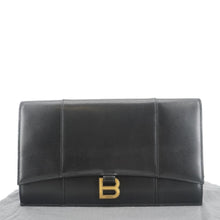 Load image into Gallery viewer, BALENCIAGA Hourglass flat Calfskin Leather Pouch Black
