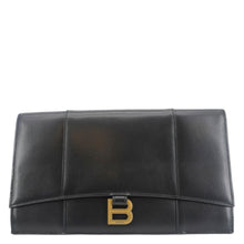 Load image into Gallery viewer, BALENCIAGA Hourglass flat Calfskin Leather Pouch Black
