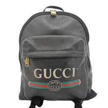 Load image into Gallery viewer, GUCCI Web Logo Print Leather Backpack Black 547834
