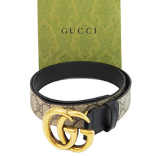 Load image into Gallery viewer, GUCCI Double G Buckle GG Supreme Leather Belt Beige 625839 Size 90.36
