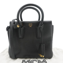 Load image into Gallery viewer, MCM Milla Mini Grained Calfskin Leather Tote Shoulder Bag Black
