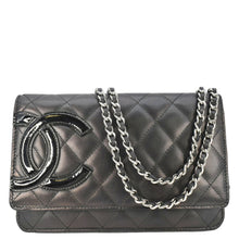 Load image into Gallery viewer, CHANEL Cambon Ligne Wallet On Chain Quilted Leather Clutch Crossbody Bag Black
