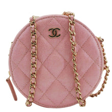 Load image into Gallery viewer, CHANEL Round Quilted Iridescent Caviar Leather Clutch Crossbody Bag Pink
