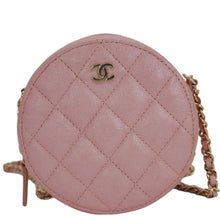 Load image into Gallery viewer, CHANEL Round Quilted Iridescent Caviar Leather Clutch Crossbody Bag Pink
