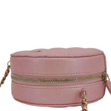 Load image into Gallery viewer, CHANEL Round Quilted Iridescent Caviar Leather Clutch Crossbody Bag Pink
