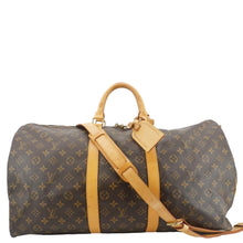 Load image into Gallery viewer, LOUIS VUITTON Keepall 55 Bandouliere Monogram Canvas Travel Bag Brown
