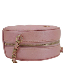 Load image into Gallery viewer, CHANEL Round Quilted Iridescent Caviar Leather Clutch Crossbody Bag Pink
