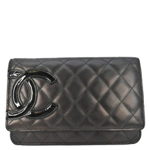 Load image into Gallery viewer, CHANEL Cambon Ligne Wallet On Chain Quilted Leather Clutch Crossbody Bag Black
