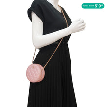 Load image into Gallery viewer, CHANEL Round Quilted Iridescent Caviar Leather Clutch Crossbody Bag Pink
