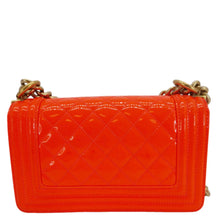 Load image into Gallery viewer, CHANEL Boy Flap Small Quilted Patent Leather Shoulder Bag Orange
