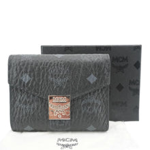 Load image into Gallery viewer, MCM Patricia Three Fold Visetos Monogram Canvas Wallet Black
