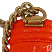 Load image into Gallery viewer, CHANEL Boy Flap Small Quilted Patent Leather Shoulder Bag Orange

