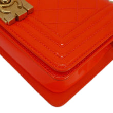 Load image into Gallery viewer, CHANEL Boy Flap Small Quilted Patent Leather Shoulder Bag Orange
