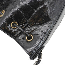 Load image into Gallery viewer, CHANEL CC Drawstring Shiny Aged Calfskin Chain Shoulder Bag Black
