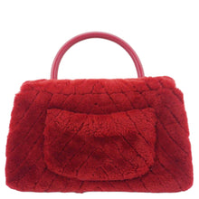 Load image into Gallery viewer, CHANEL Coco Handle Flap Shearling Chevron Shoulder Bag Red
