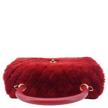 Load image into Gallery viewer, CHANEL Coco Handle Flap Shearling Chevron Shoulder Bag Red
