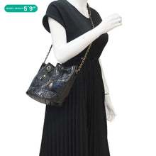 Load image into Gallery viewer, CHANEL CC Drawstring Shiny Aged Calfskin Chain Shoulder Bag Black
