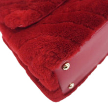 Load image into Gallery viewer, CHANEL Coco Handle Flap Shearling Chevron Shoulder Bag Red
