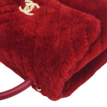Load image into Gallery viewer, CHANEL Coco Handle Flap Shearling Chevron Shoulder Bag Red
