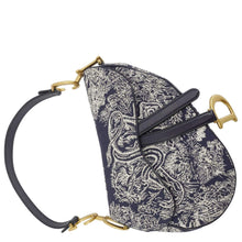 Load image into Gallery viewer, CHRISTIAN DIOR Saddle Reverse Embroidered Toile Hobo Bag Blue
