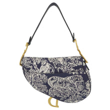 Load image into Gallery viewer, CHRISTIAN DIOR Saddle Reverse Embroidered Toile Hobo Bag Blue
