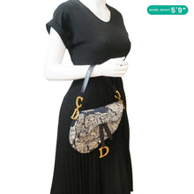 Load image into Gallery viewer, CHRISTIAN DIOR Saddle Reverse Embroidered Toile Hobo Bag Blue
