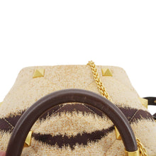 Load image into Gallery viewer, VALENTINO Roman Stud Vintage Tiger Print Top Handle Shoulder Bag Sand Gold
