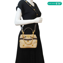 Load image into Gallery viewer, VALENTINO Roman Stud Vintage Tiger Print Top Handle Shoulder Bag Sand Gold
