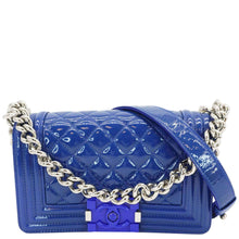 Load image into Gallery viewer, CHANEL Boy Flap Small Plexiglass Patent Leather Crossbody Bag Blue
