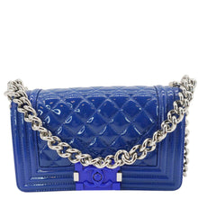 Load image into Gallery viewer, CHANEL Boy Flap Small Plexiglass Patent Leather Crossbody Bag Blue
