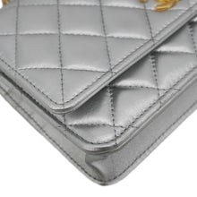 Load image into Gallery viewer, CHANEL Rainbow Woven WOC Calfskin Leather Top Handle Bag Metallic Silver

