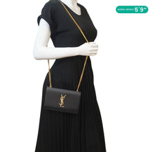 Load image into Gallery viewer, YVES SAINT LAURENT Kate Grain De Poudre Leather Chain Crossbody Bag Black
