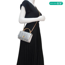 Load image into Gallery viewer, CHANEL Rainbow Woven WOC Calfskin Leather Top Handle Bag Metallic Silver

