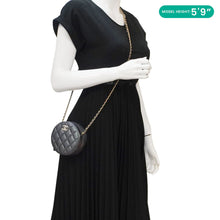 Load image into Gallery viewer, CHANEL Round Quilted Iridescent Caviar Leather Clutch Crossbody Bag Green
