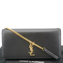 Load image into Gallery viewer, YVES SAINT LAURENT Cassandre Phone Holder Leather Shoulder Bag Black
