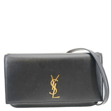 Load image into Gallery viewer, YVES SAINT LAURENT Cassandre Phone Holder Leather Shoulder Bag Black
